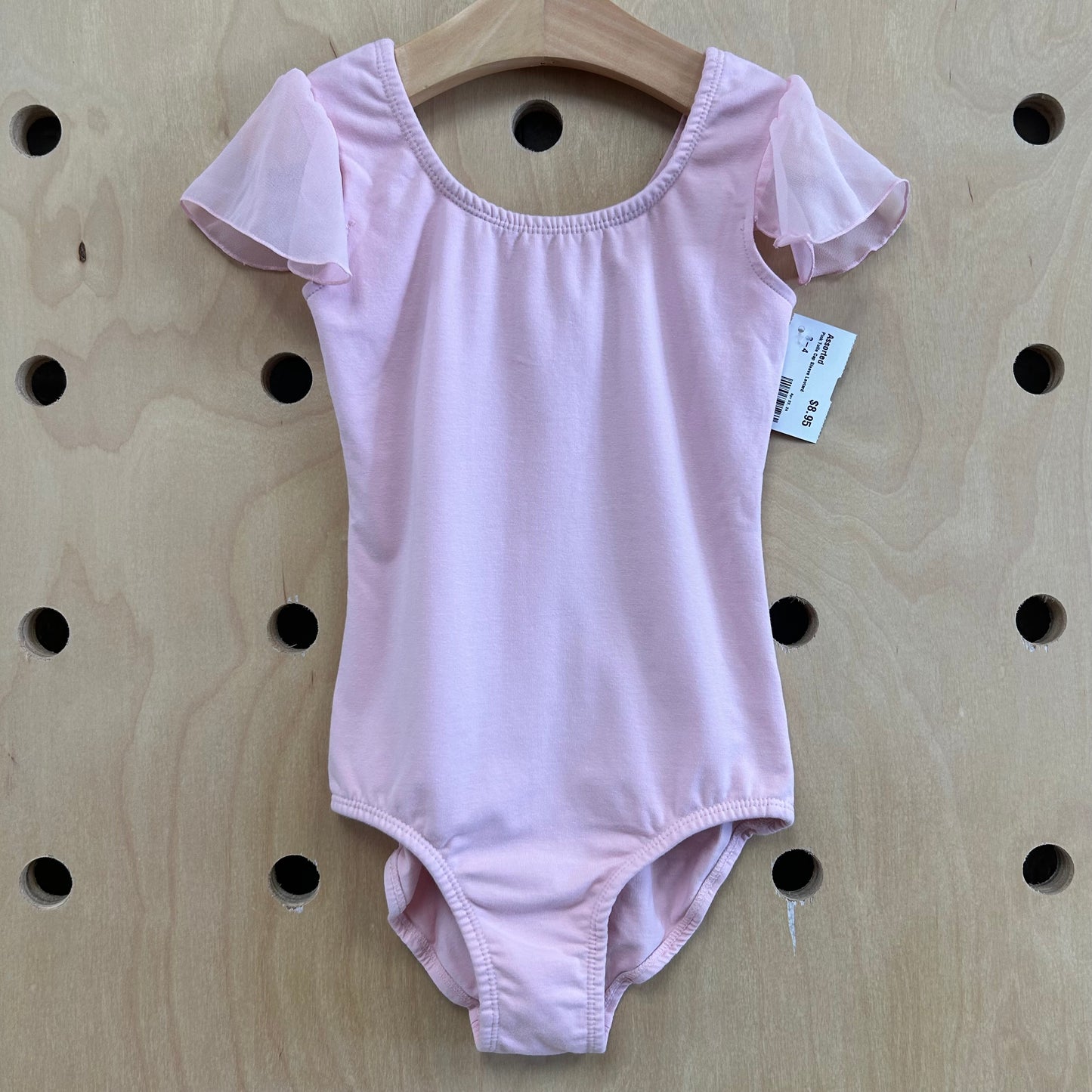 Pink Tulle Cap Sleeve Leotard