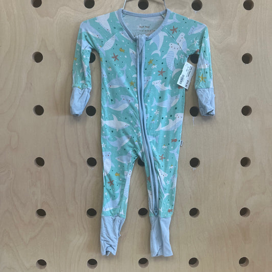 Mint Sharks Bamboo Zippy