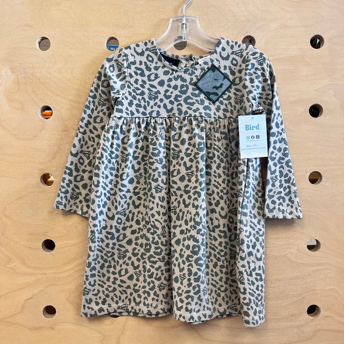 Tan/Green Superwoman Animal Print Dress
