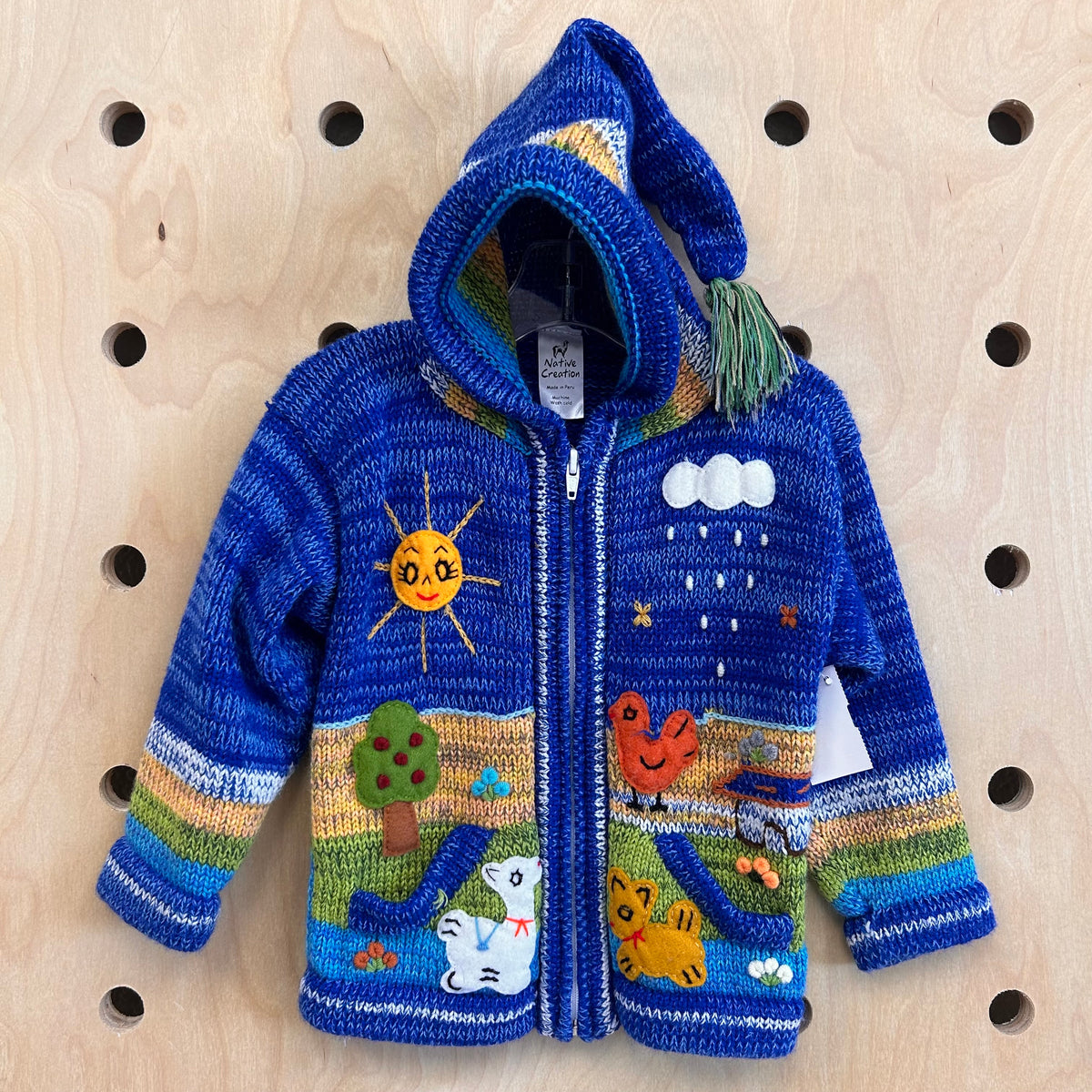 Blue Peruvian Knit Zip Hoodie