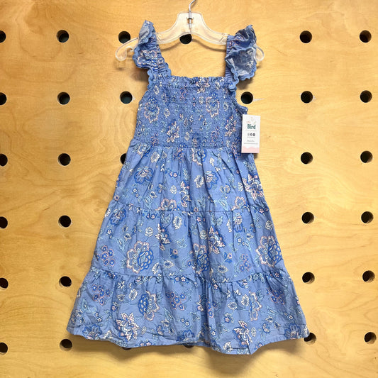 Blue/Pink Smocked Floral Dress