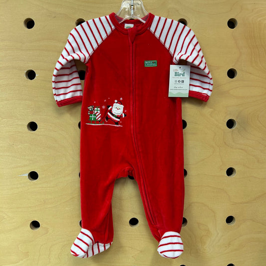 Red 'My First Christmas' Velour Footies