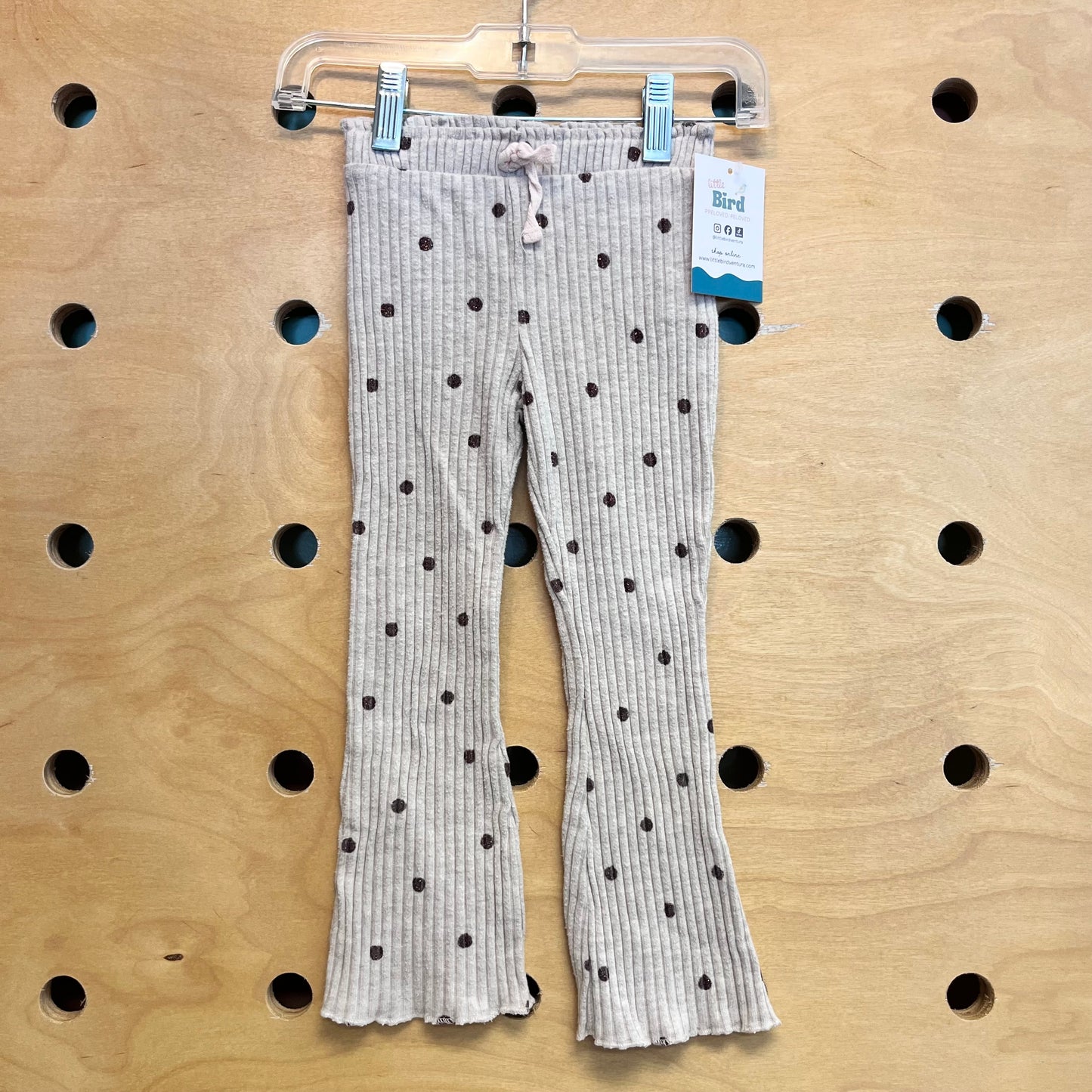 Tan Ribbed Polka Dot Leggings