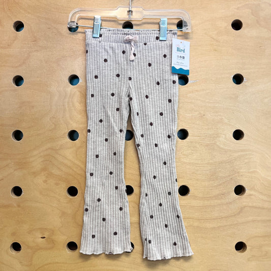Tan Ribbed Polka Dot Leggings