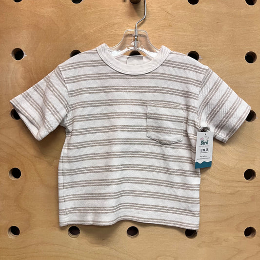 Tan/White Striped Textured Tee