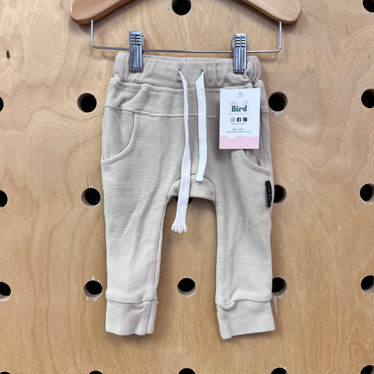 Cream Waffle Drawstring Pants