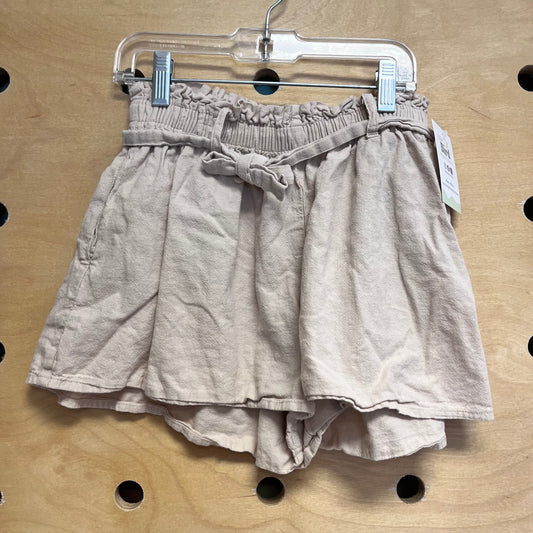 Beige Linen Blend Flowy Shorts