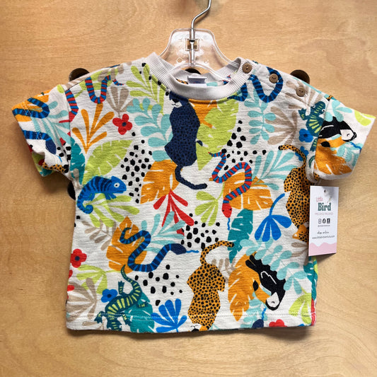 White/Colorful Leaves & Animals Tee