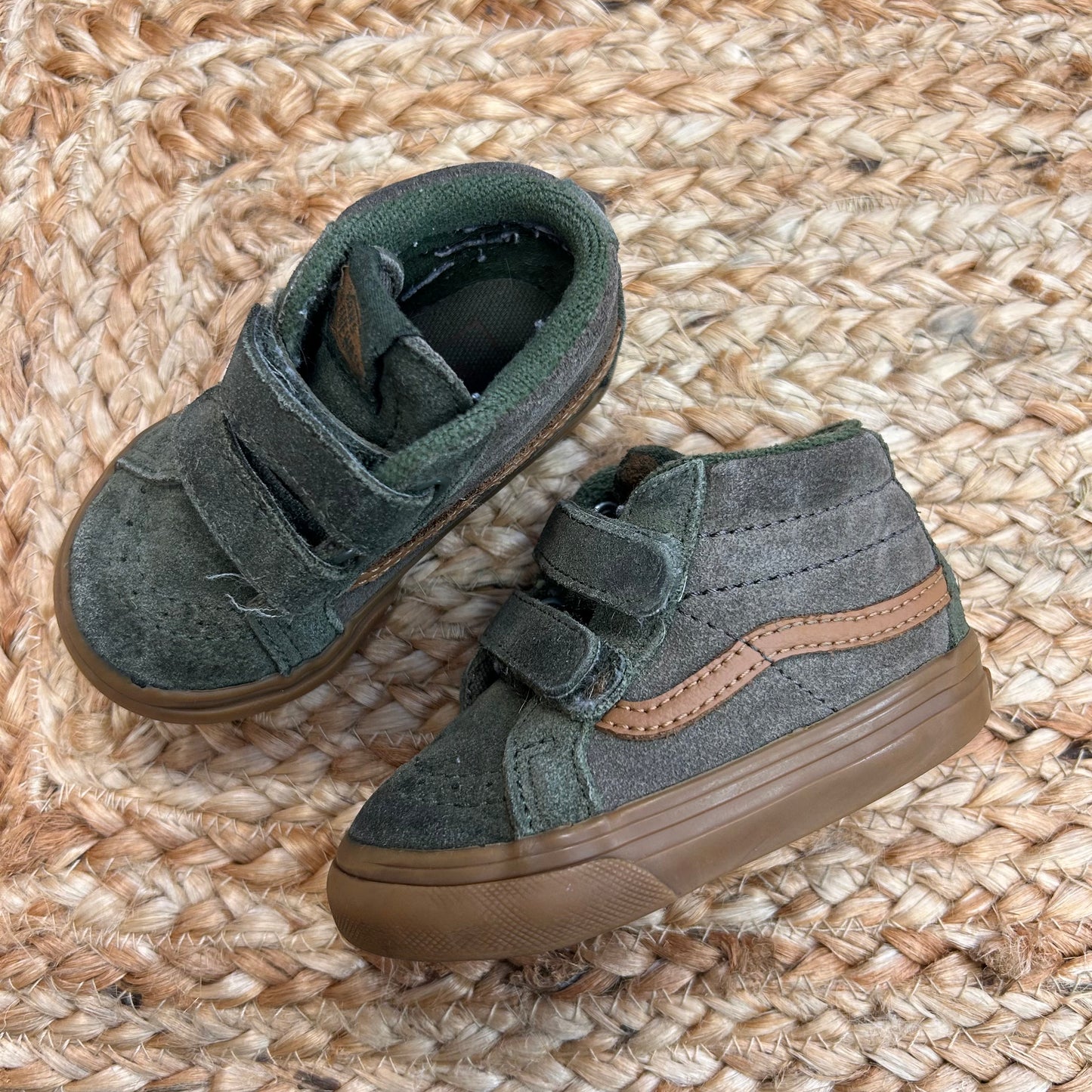Green & Brown Velcro Hi Tops