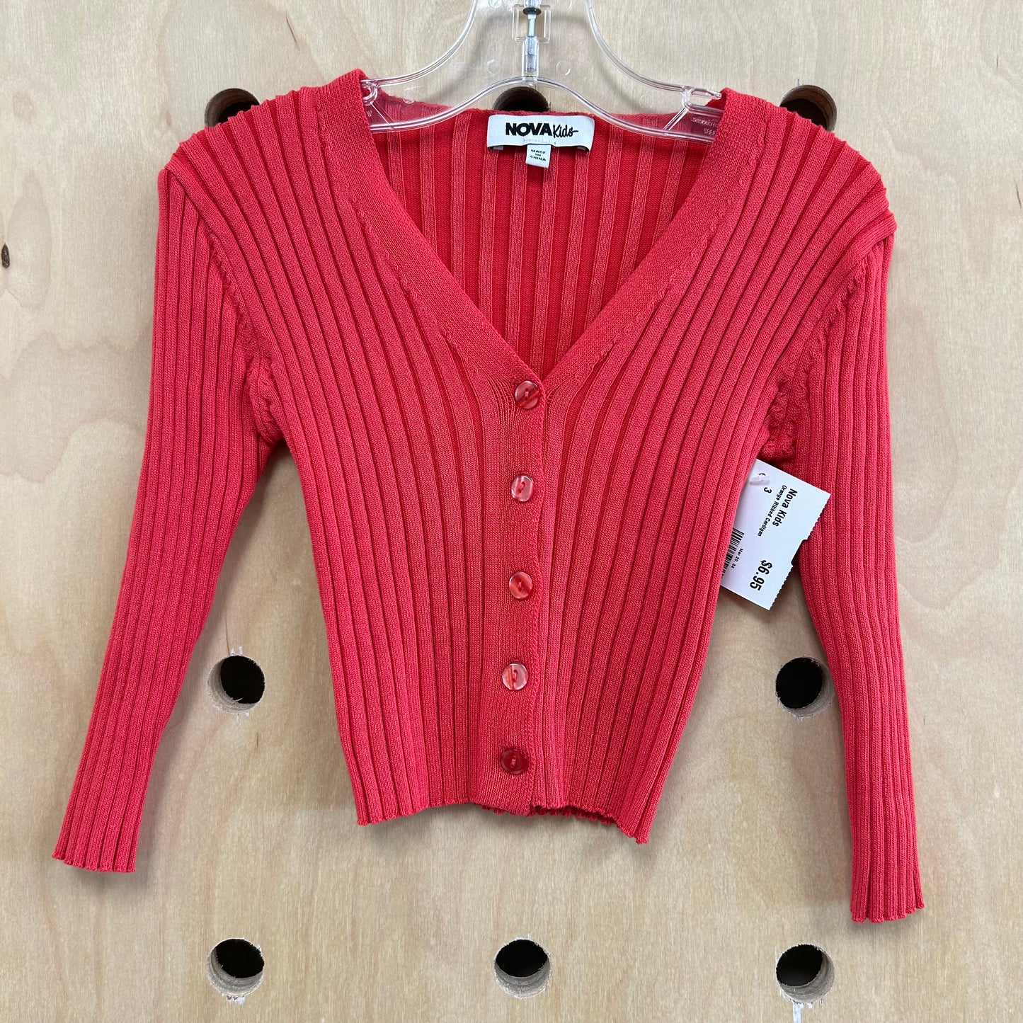 Orange Ribbed Cardigan
