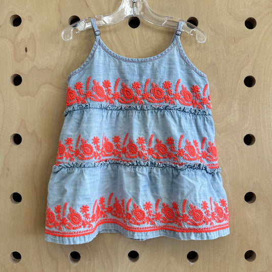 Denim Embroidered Tank