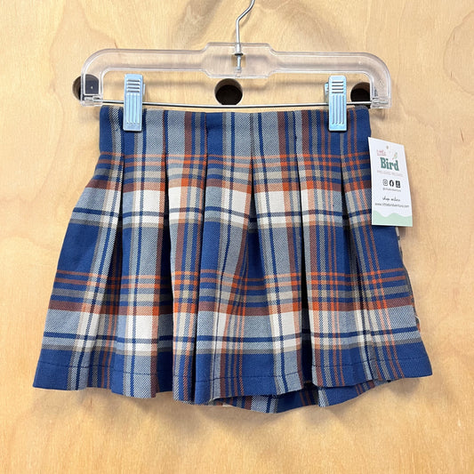 Blue/Orange Plaid Pleated Skort