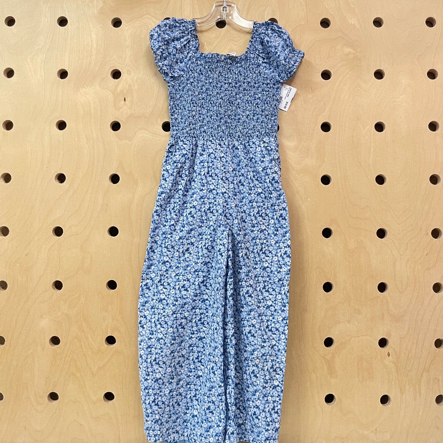 Blue Floral Smocked Romper