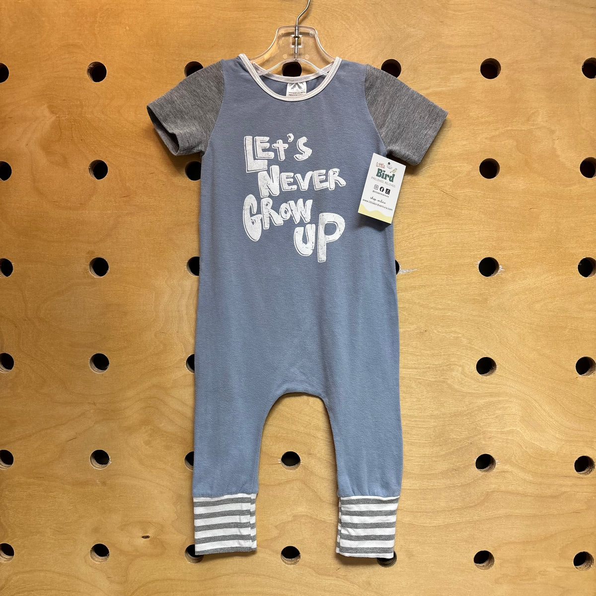 Blue Lets Never Grow Up Romper