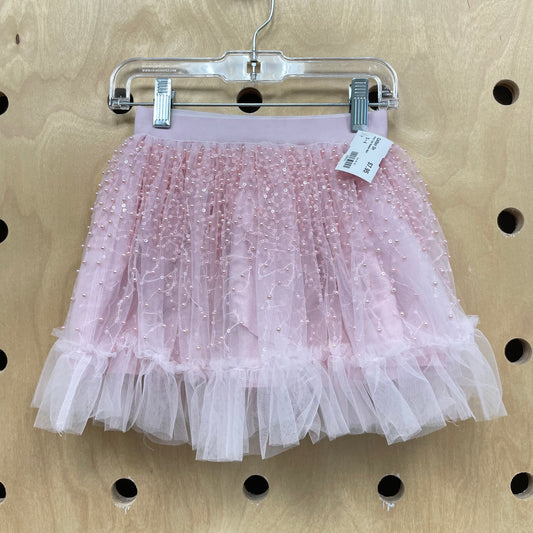 Pink Tulle Beaded Skirt