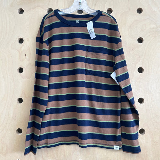 Brown + Navy Striped LS Tee NEW!