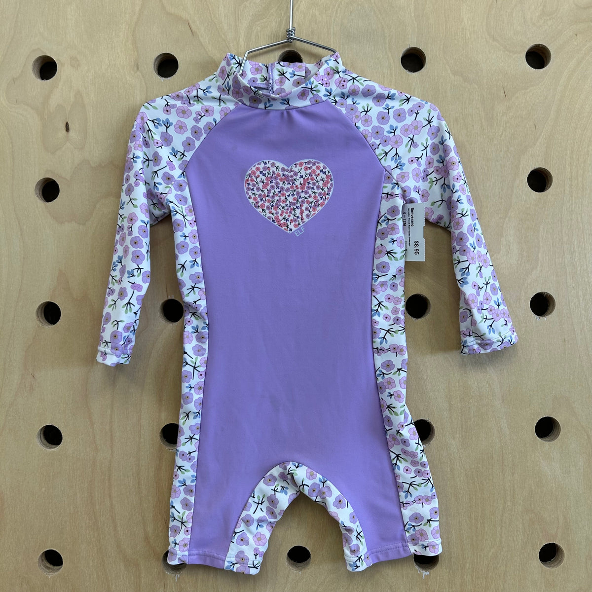Lavender Floral Rash Guard Swimsuit