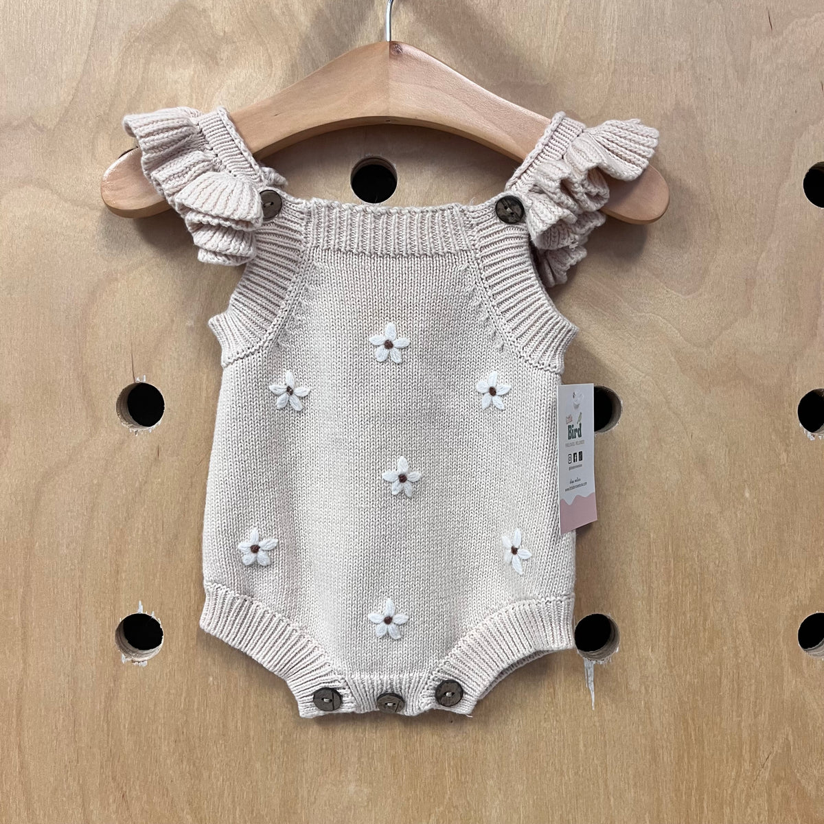 Tan Knit Daisy Romper