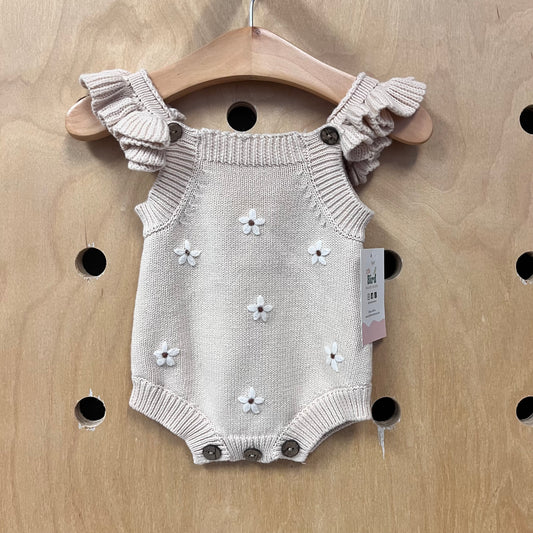 Tan Knit Daisy Romper