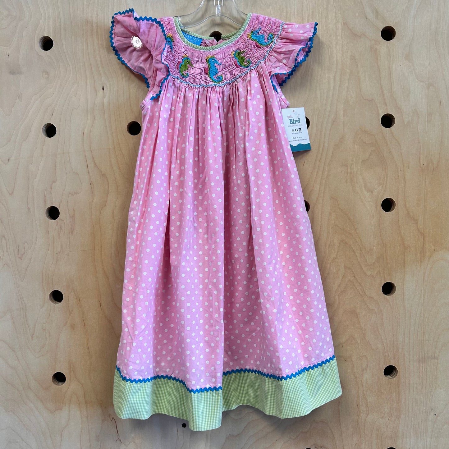 Pink Seahorse Smocked Dress