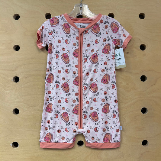 Pink Bamboo Smiley/Flowers Zippy