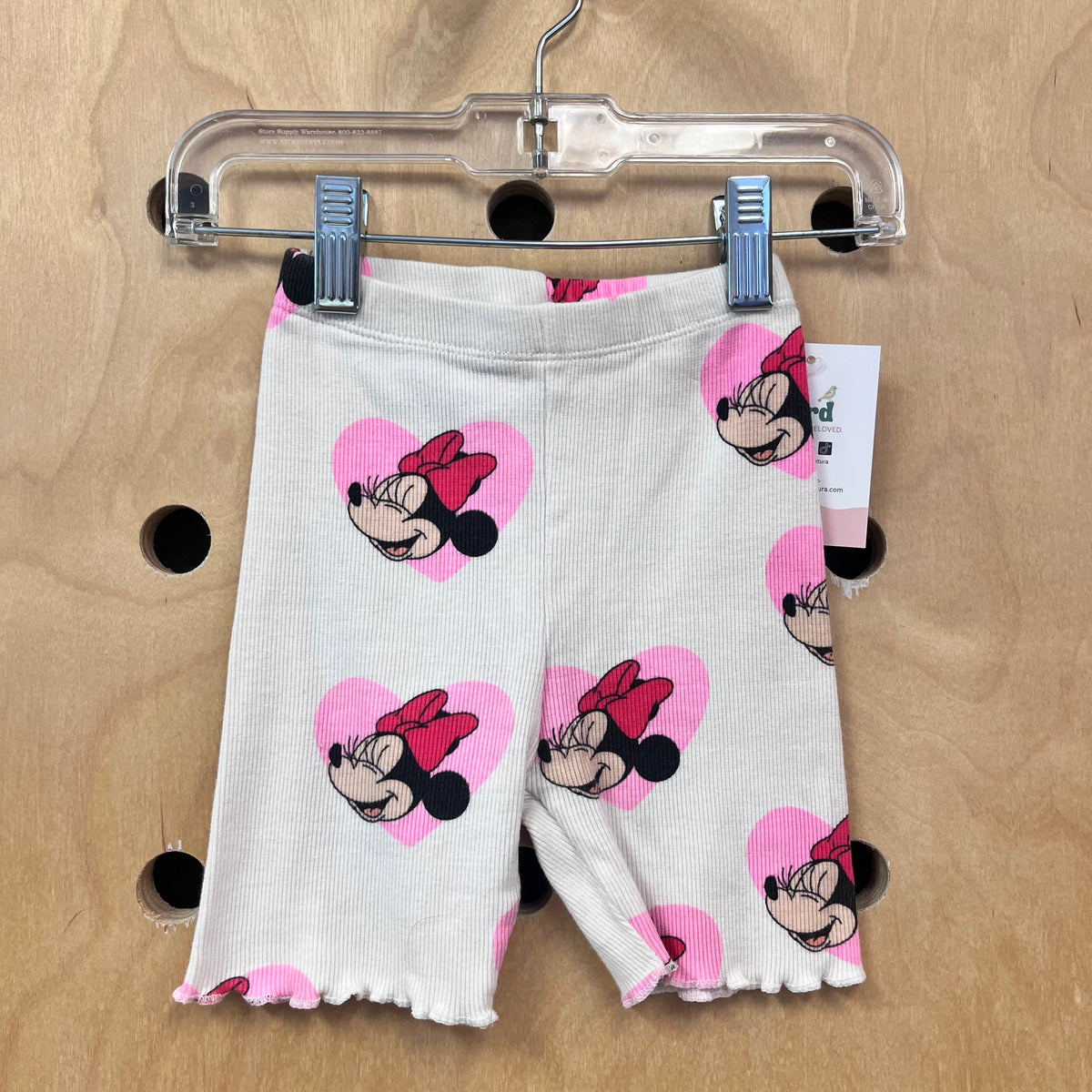 White Minnie Mouse Ribbed Shorts