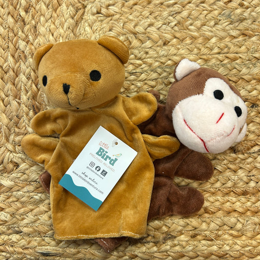 Bear & Monkey Hand Puppets