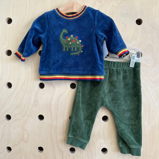 Blue & Green Velour Dino Fleece Set