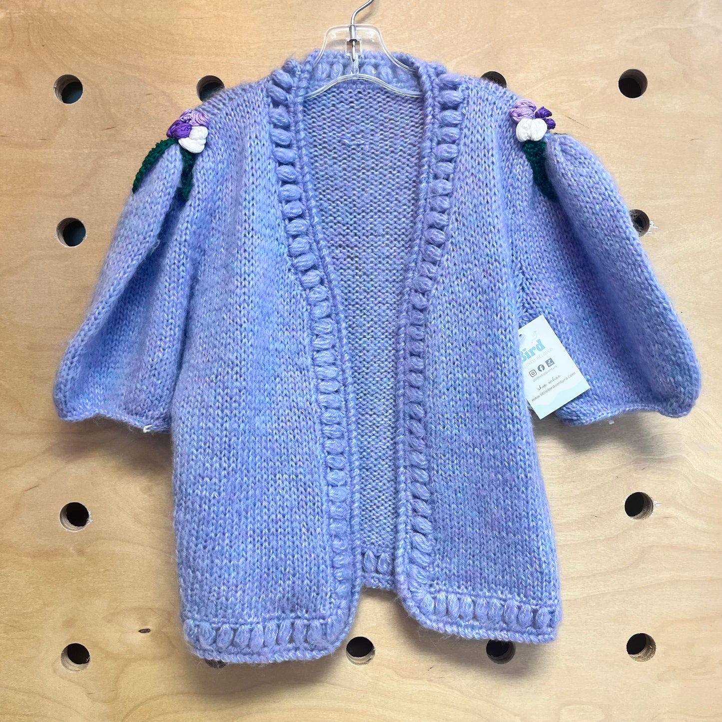 Purple Knitted Flowers Cardigan