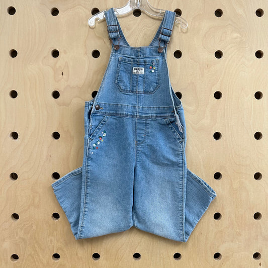 Denim Floral Overalls