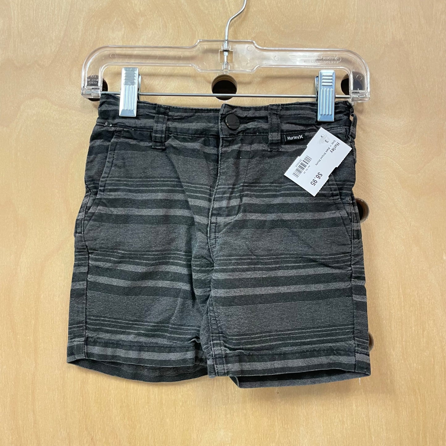Grey + Black Striped Shorts