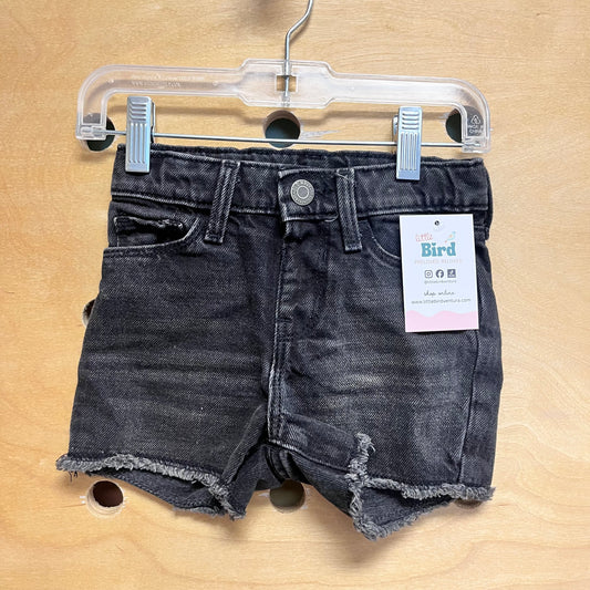 Black Raw Hem Denim Shorts
