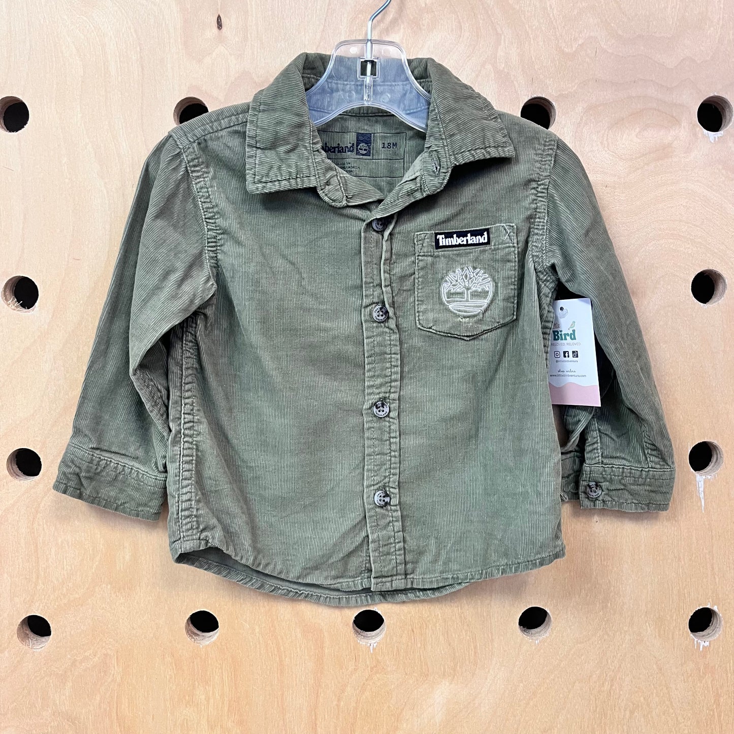 Green Cord Logo Pocket Button Up