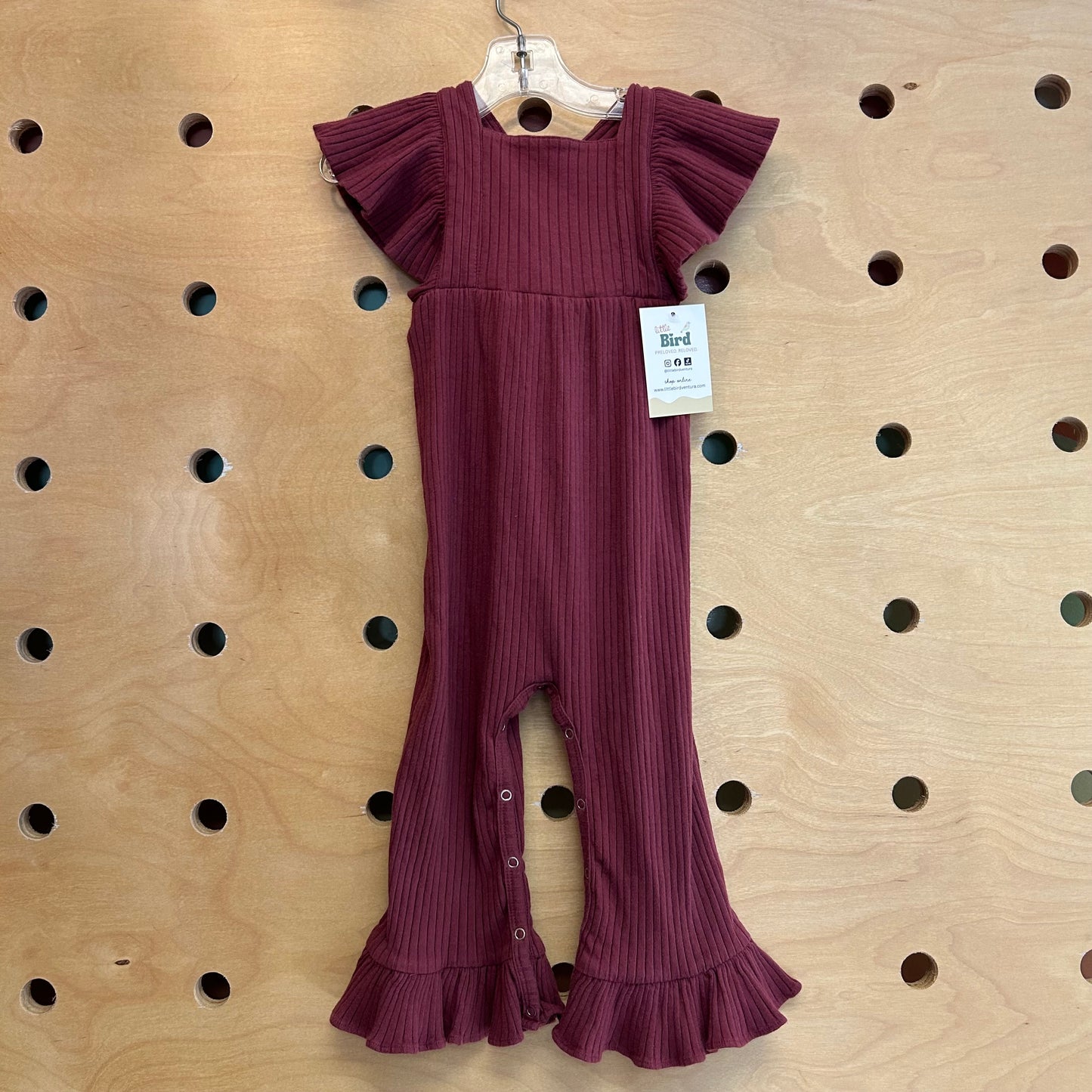 Organic Maroon Ribbed Romper