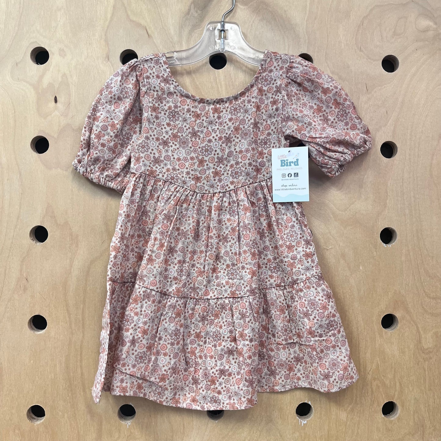 Peach Floral Keyhole Back Dress