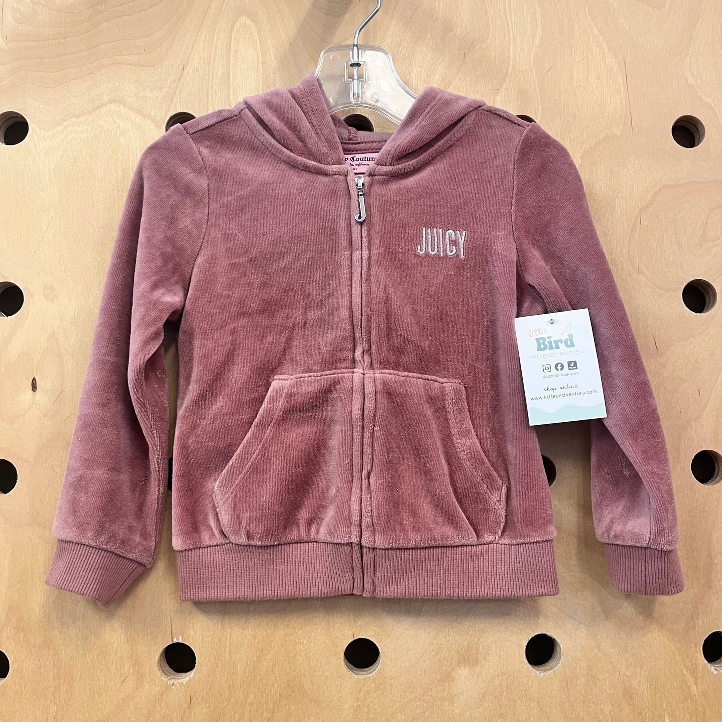 Blush Pink Velour Zip Up Hoodie