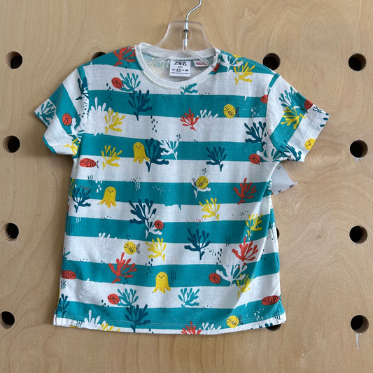 Teal Striped Sea Life Tee