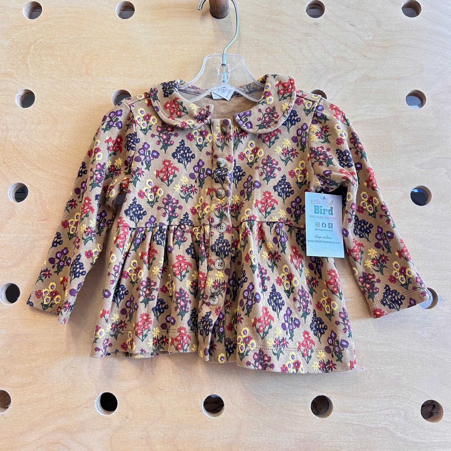 Brown Floral Button Up Long Sleeve