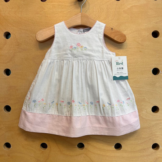 Carters White Pink Floral Embroidered Dress