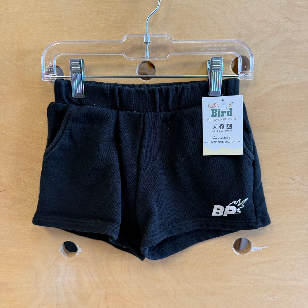 Black Elastic Waist Logo Shorts