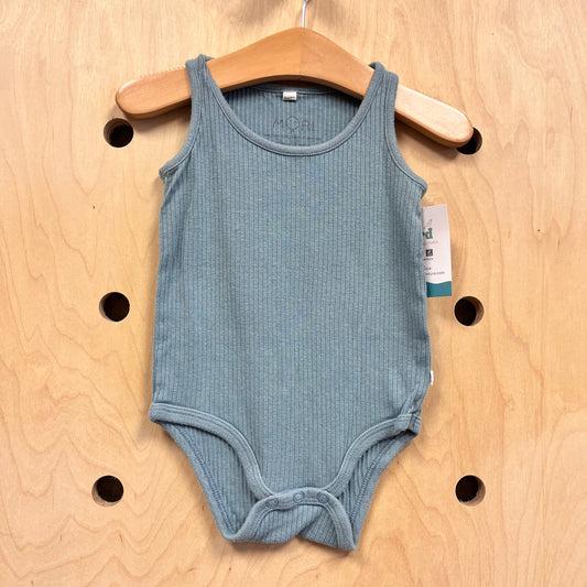 Blue Ribbed Bamboo Tank Bodysuit