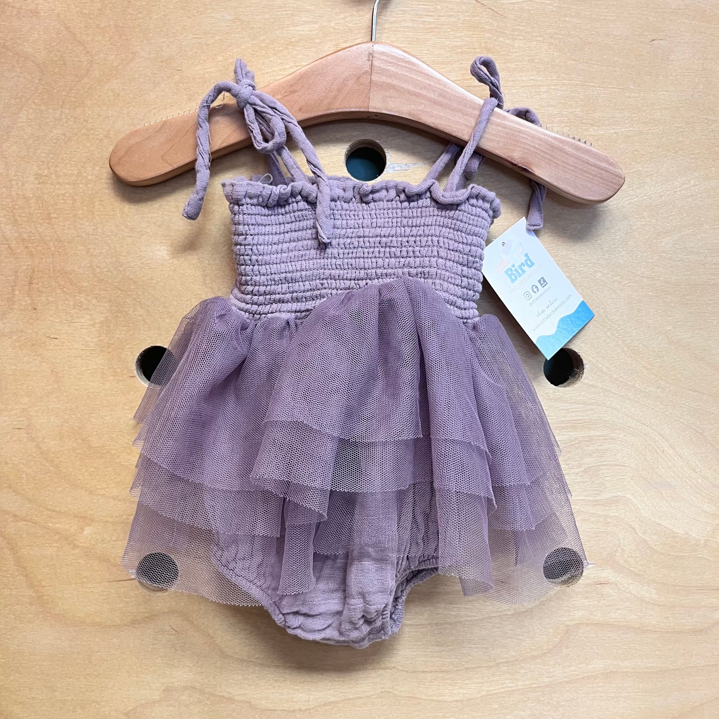 Purple Smocked/Tulle Romper