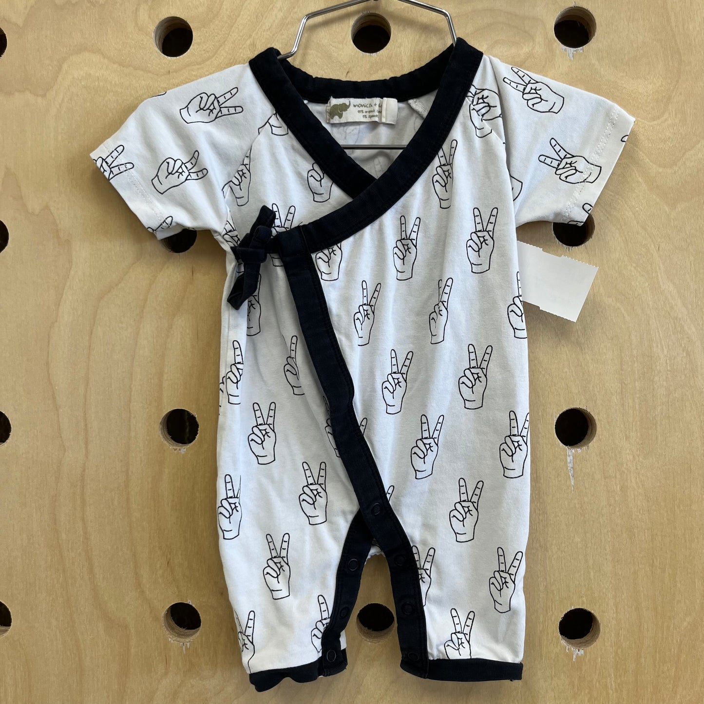 Organic Black & White Peace Romper