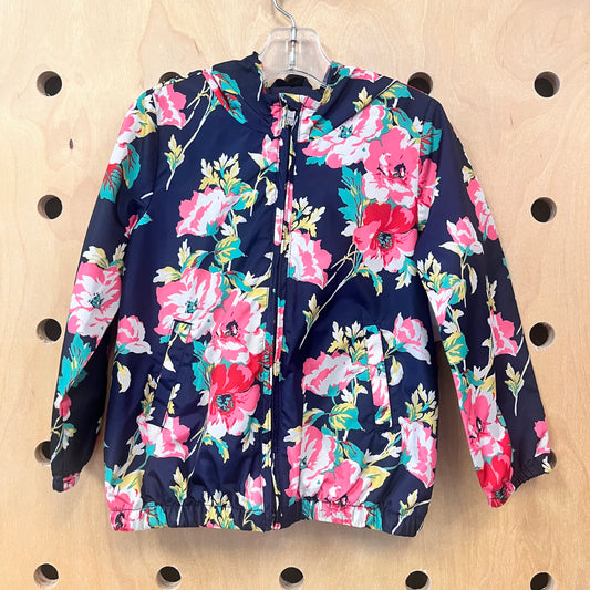 Blue Floral Zip Hoodie