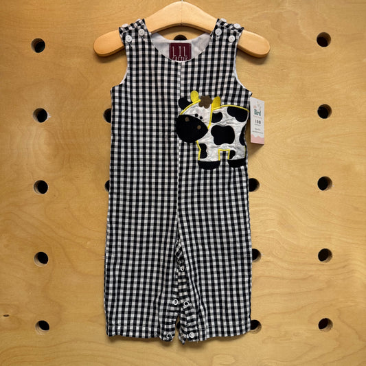 Black/White Plaid Cow Romper
