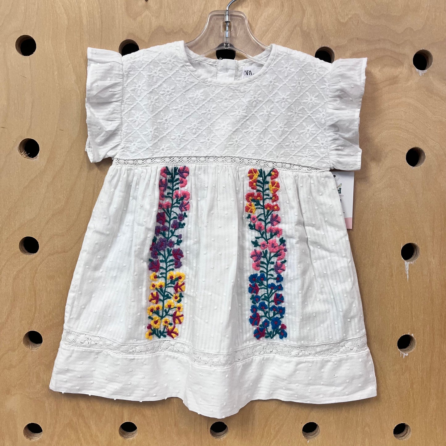Embroidered Floral Swiss Dot Dress