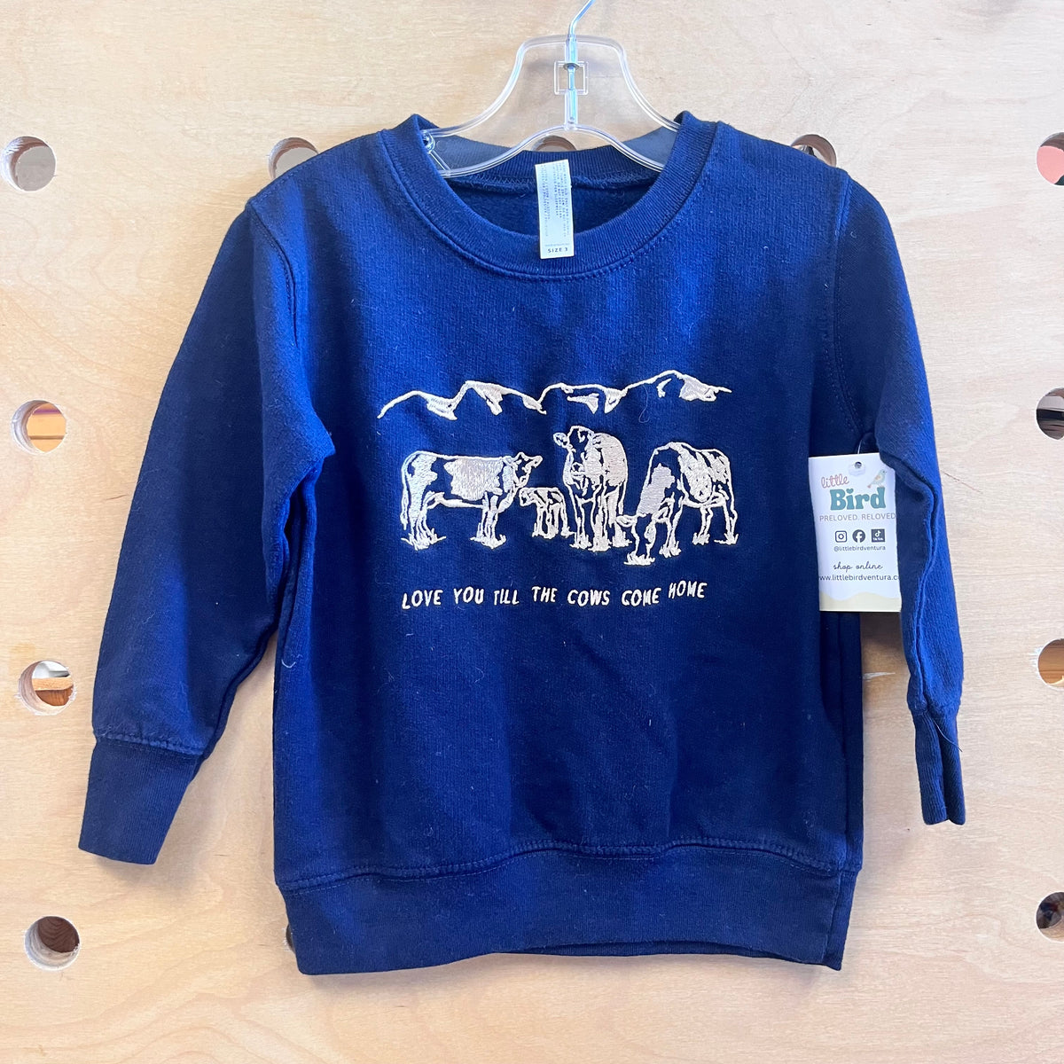 Navy 'Til Cows Come Home' Embroidered Crewneck