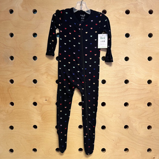 Black Bamboo Hearts Footies
