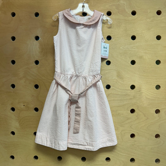 Pink/White Striped Textured Dress