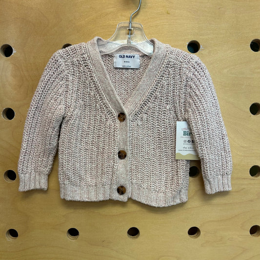Pink/White Knit Button Sweater